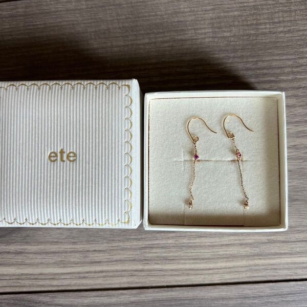 ete ピアス 金 ルビー ダイヤ ホリデー限定 K18