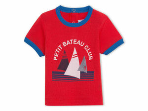 【新品】 プチバトー 3,564円 Tシャツ ベビー petit bateau フランス ヨット レッド 80cm 86cm 2a 2ans 24M 男の子 女の子 / 294