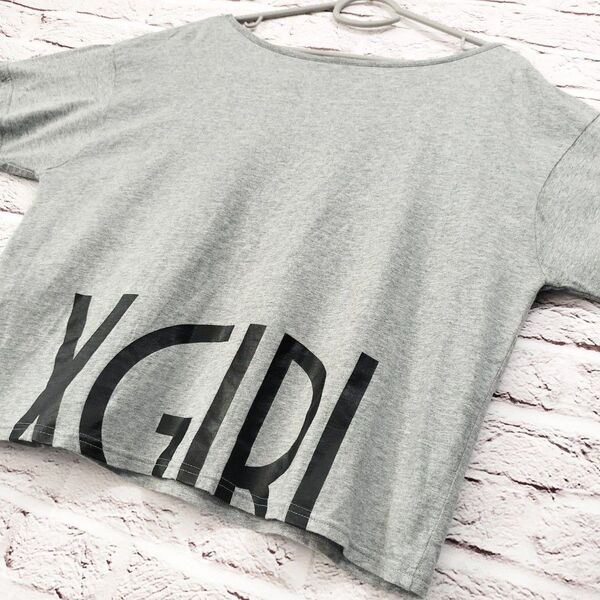 【背面ロゴプリント】X-girl ボートネック 短丈 カットソー