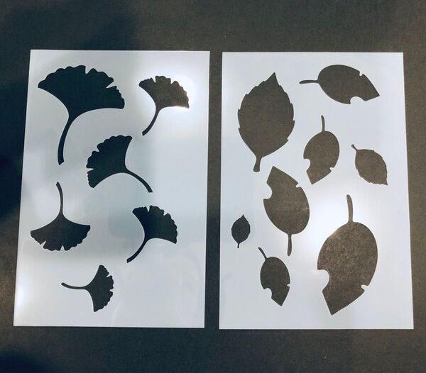 ステンシルシート 落ち葉