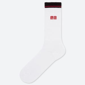 新品未使用 完売品2019全米オープン UNIQLO ユニクロ ロジャー・フェデラー モデル ボックスロゴ　靴下 ソックス ホワイト