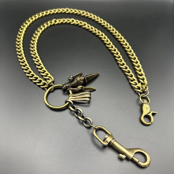 2連 ウォレットチェーン 爪 キーホルダー レトロ ストリート 古着 メンズ レディース