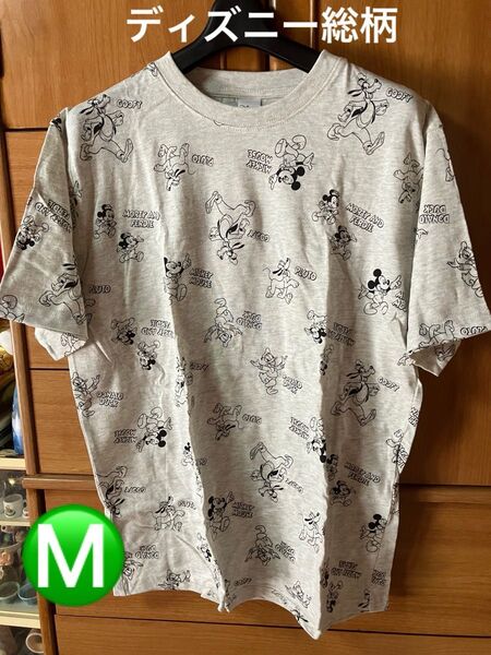 『新品・未使用』ディズニー総柄プリント半袖Tシャツ Mサイズ 男女兼用