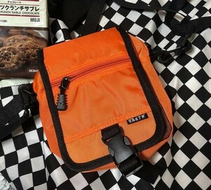 【新品 未使用品】 ショルダーバック ポシェット ポーチ 可愛い ジッパー【オレンジ】鞄 かばん お出かけ おしゃれ ストリート283202