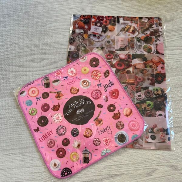JACK IN THE DONUTS ジャックインザドーナツ タオルハンカチ A4クリアファイル 2点セット