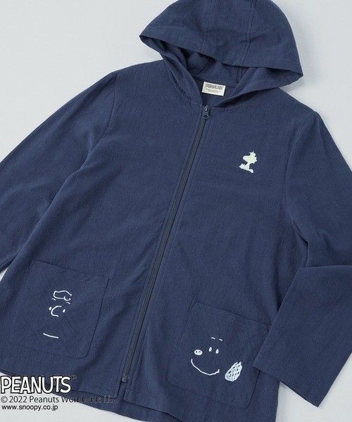 スヌーピー シャツパーカー レディースL ネイビー T