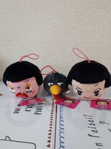 チコちゃんに叱られる☆ぶるぶるマスコット☆全3種セット(チコちゃん2種+キョエちゃん)☆後ろのひもをひっぱるとぶるぶる震える☆約5~9cm