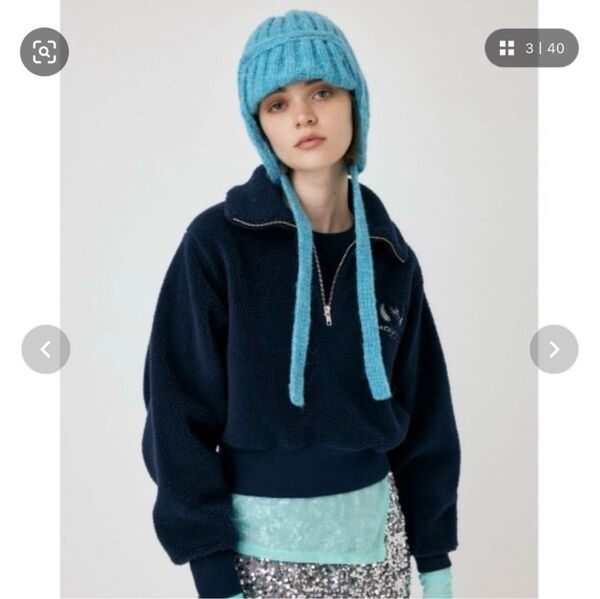 moussy ボアハーフジップ ネイビー ボア