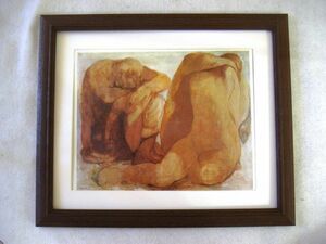 Art hand Auction ◆Yoshio Mori Dos personas compensan la reproducción, marco de madera, compra inmediata◆, Cuadro, Pintura al óleo, Retratos
