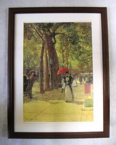 Art hand Auction Hassam 5e Avenue à Washington Square, reproduction CG, cadre en bois, achat immédiat, Peinture, Peinture à l'huile, Nature, Peinture de paysage