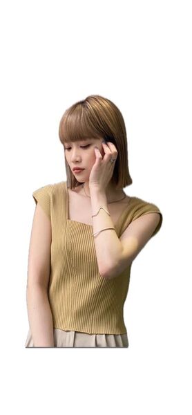 MURUA バックオープンアシメニットタンク ベージュ 新品 タグ付き
