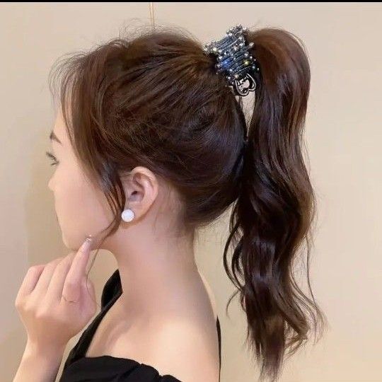 フルラインストーン ハイポニーテール 固定ヘアクリップ K6 ヘアアクセサリー