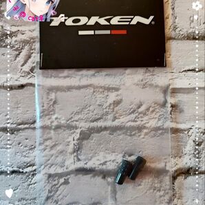 【新品/未使用】1set(2個入り) TOKEN アルミ バルブキャップ ( プラック 黒 / プレスタ 仏式 )