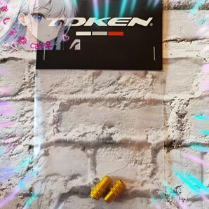 【新品/未使用】1set(2個入り) TOKEN アルミ バルブキャップ ( ゴールド 金 / プレスタ 仏式 )