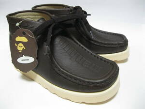 未使用!! A BATHING APE エイプ 日本製 MANHUNT BOOTS 濃茶 5サイズ / マンハント ブーツ フットソルジャー MADE IN JAPAN