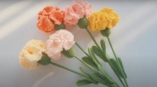 カーネーション◆ハンドメイド◆編み物 造花 プレゼント お祝い 母の日 編みぐるみ