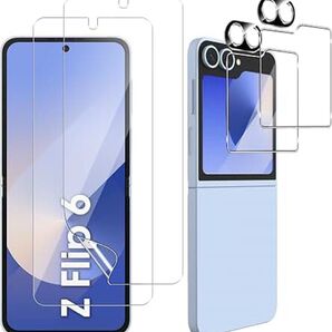 Samsung Galaxy Z FLIP6 フィルム(2枚) + カメラフィルム (2枚) + 背面フィルム(2枚)