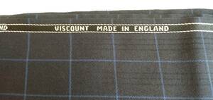 ビンテージ スーツ生地 合い物 濃紺 チェック　2メーター80 VISCOUNT 英国製　紳士服地 66