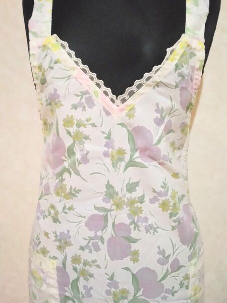大人エプロン レディース S~M 花柄 透かし模様 上品 可愛い