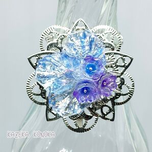 【138】蒼の花びら重ねポニーフック