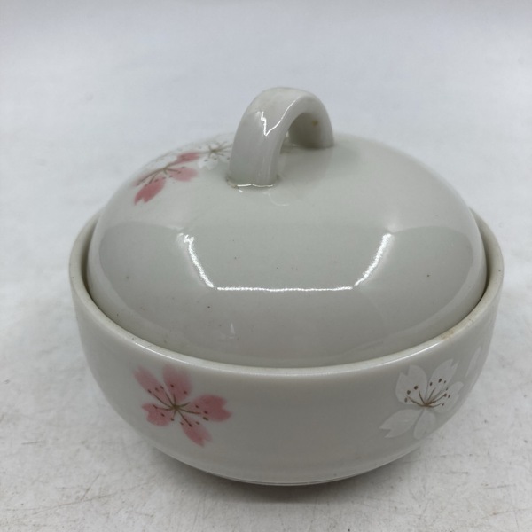 三洋陶器 林斎 蓋付き 小物入れ 茶碗 小鉢 桜 花柄 ピンク 白 ★K2373I