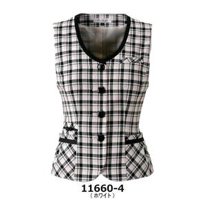 【新品】en joie_7号_ベスト(4:ホワイト)チェック柄/11660/アンジョア/かわいい会社事務服/おしゃれOL制服