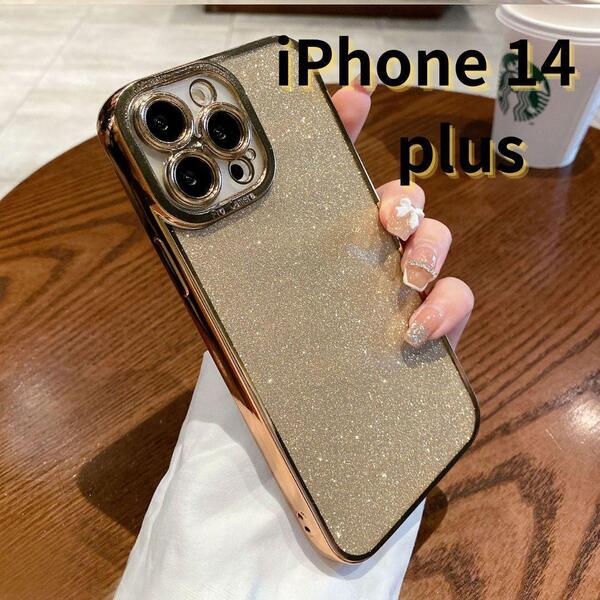 iPhone14 plus ケース ラメ キラキラ クリア シンプル ゴールド