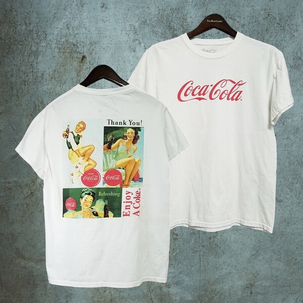 【レア クリーニング済 企業物】 Coca-Cola コカコーラ 半袖Tシャツ バックプリント ティーシャツ コットン100%
