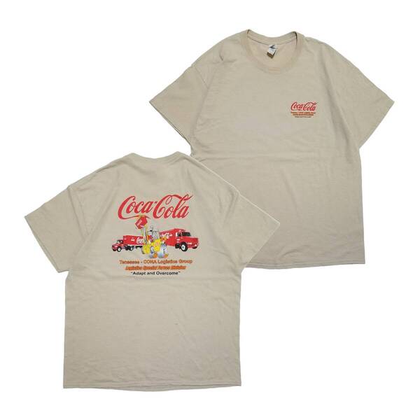 【企業物 クリーニング済】 GILDAN ギルダン Coca-Cola コカコーラ 半袖Tシャツ バックプリント XL ベージュ 90s 1枚ボディー