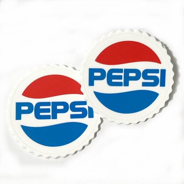 Pepsi-Cola ラバーコースター ロゴ柄 2枚セット ◆ グラス敷き 滑り止め ペプシコーラ 王冠型 栓 白地