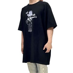 新品 不思議の国のアリスインワンダーランド ロックバンド ギタリスト SGギター タトゥー プリンセス ビッグTシャツ オーバーサイズXXL(3L)
