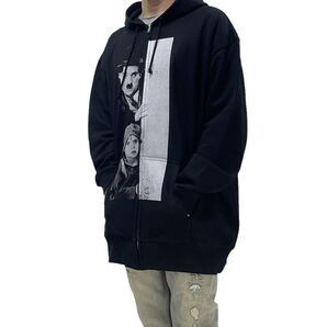 新品 ビッグプリント チャップリン 無声映画 コメディアン 喜劇王 キッド 大きい オーバー サイズ ジップアップ パーカー ユニセックス XXL