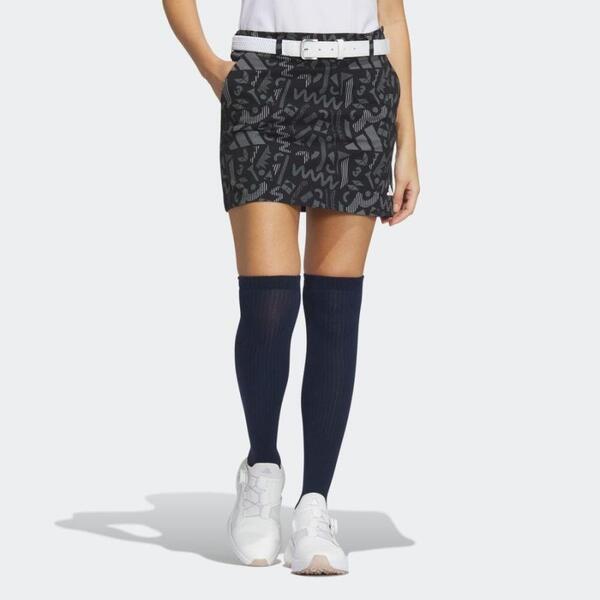 新品♪adidasGOLF(アディダスゴルフ)♪ゴルフウェア グラフィックプリント ストレッチスカート♪ブラック♪サイズL♪