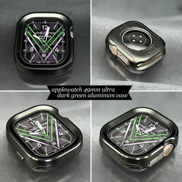 ダークグリーン アルミニウム カバー ケース アップルウォッチ AppleWatch 46mm 49mm 45mm 44mm 41mm 40mm 49ミリ ウルトラ ultra