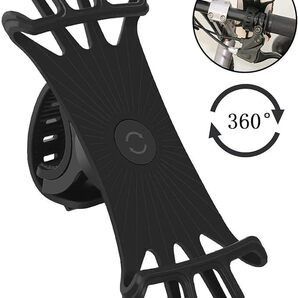 自転車/バイク用 スマホ ホルダー シリコン製 超簡単に脱着 360度回転可能 4-6インチの携帯電話 iPhone、Android多機種対応 脱落防止