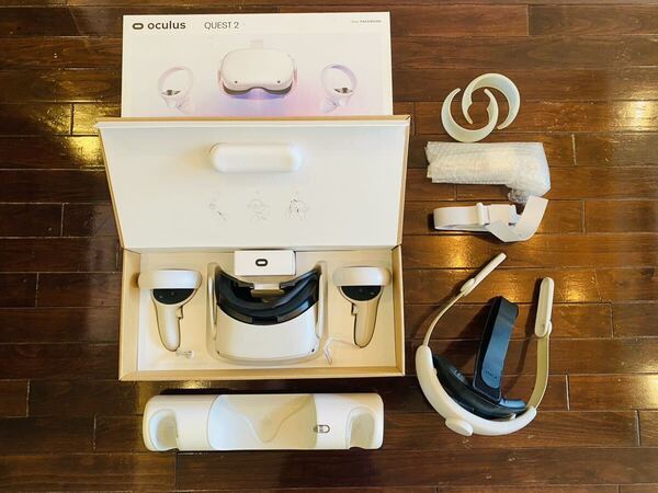 美品 送料込 メタ Meta Meta Quest 2 メタ クエスト 2 128GB オールインワンVRヘッドセット 別売ヘッドセット付属 別売ANKER充電付属
