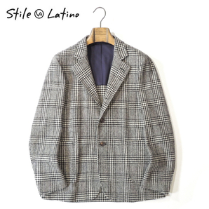 【50%OFF・新品・42】STILE LATINO(スティレ ラティーノ)ROMOLO ウールグレンチェック シングル3Bアンコンジャケット ブラック×ホワイト