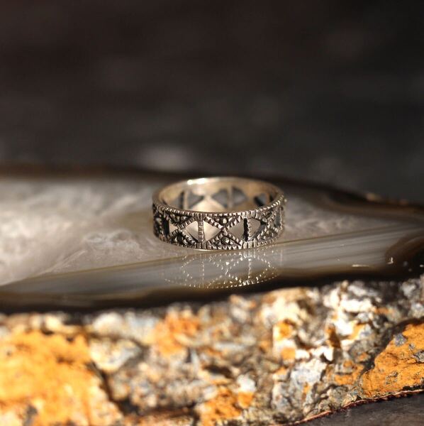 USA VINTAGE METALWORK CUTTING DESIGN SILVER RING/アメリカ古着メタルワークカッティングデザインシルバーリング