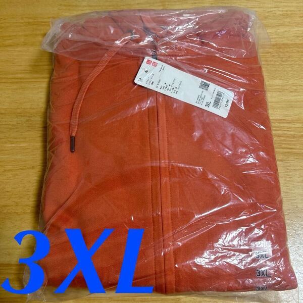 新品 ユニクロ スウェット フルジップパーカ 長袖 3XL オレンジ パーカー