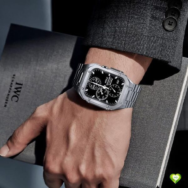 【お洒落なあなた表現!】アップルウォッチ バンド ベルト Apple watch 替えベルト ステンレス ケースバンド 一体型 個性的 お洒落
