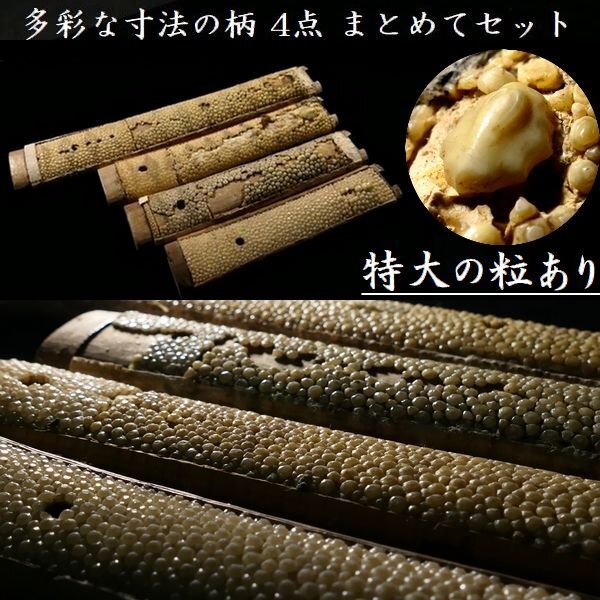 日本刀柄 軍刀柄 鞘金具セット 新品 全長約26CM 本鮫皮 木製柄
