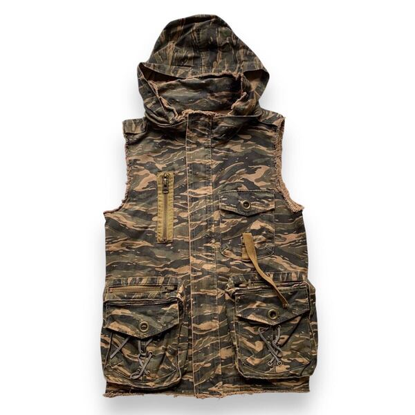 Japanese Label vest hoodie Y2K