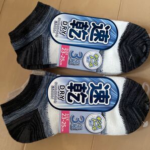 送料無料 新品 夏物靴下 ショートソックス3足組×2(6足) 4色あり 23-25cm DRY 速乾さらりとさわやかな履き心地キシリトール加工 送料込み