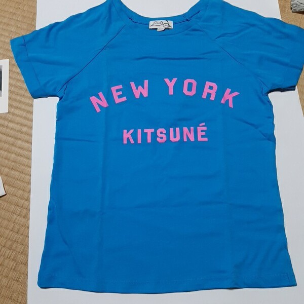メゾンキツネ★ロゴ Tシャツ★ブルーピンクロゴ★新品未使用自宅保管品★MAISON KITSUNE★ 半袖