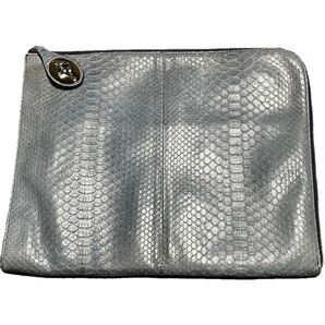 MADE IN ITALY製 ZANELLATO POSTINA パイソンレザークラッチバック グレー ザネラート ポスティーナ 蛇柄 イタリア製