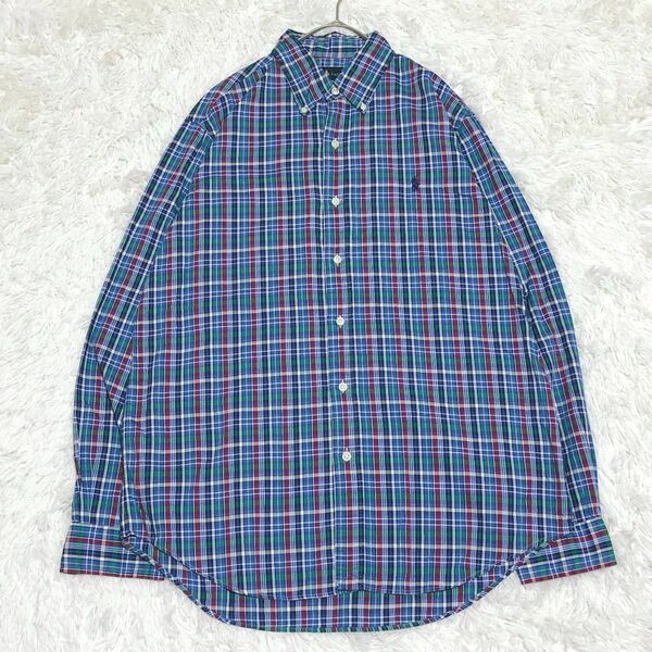 ラルフローレン チェック BD長袖シャツ ポニー刺繍 US古着 q83 レディースXL相当