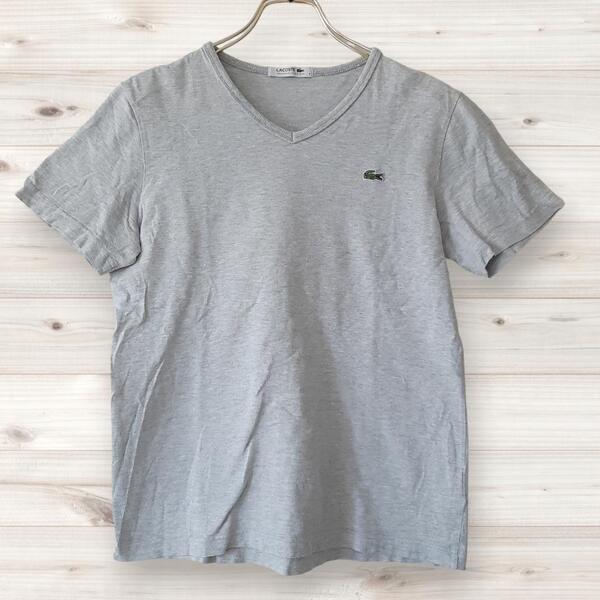 E0098【ラコステ|LACOSTE】Tシャツ半袖(3) グレー ワニロゴ ワンポイント