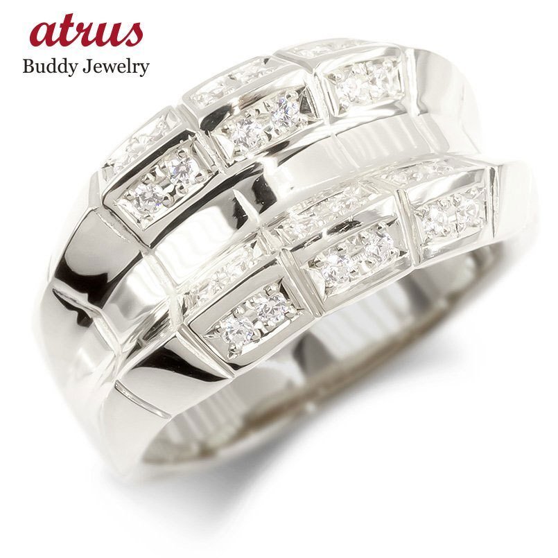 プラチナ リング メンズ ダイヤモンド ダイヤモンド太め 幅広 pt900 指輪