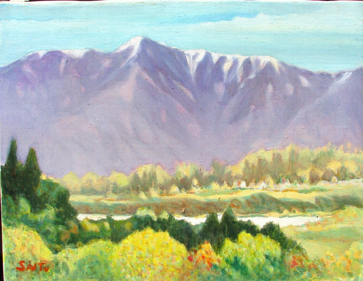 齊藤四郎,日本の原風景,6号アクリル,心安らぐ清涼感,陽炎のよう 齊藤四郎,日本の原風景,6号アクリル,心安らぐ清涼感,陽炎のよう