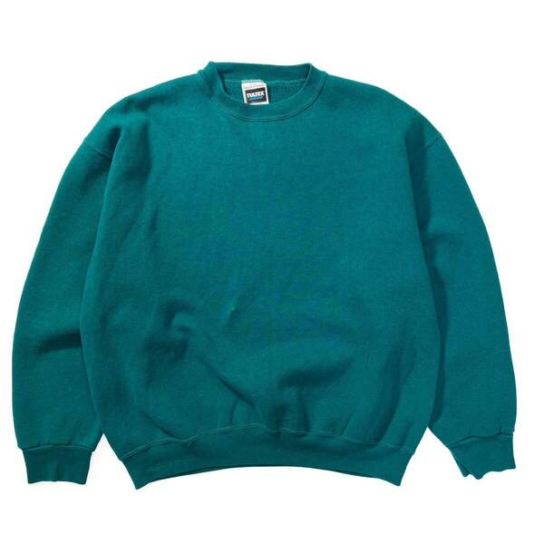 90s 80s Tultex コットン 無地 スウェット ブルーグリーン ビンテージ アメリカ製 usa old XL クルーネック ジャージーズ Hanes solid 70s